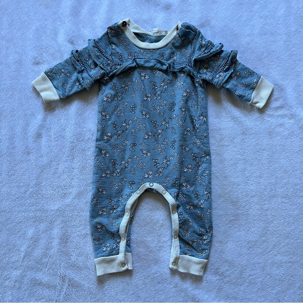 Blue Floral Baby Romper